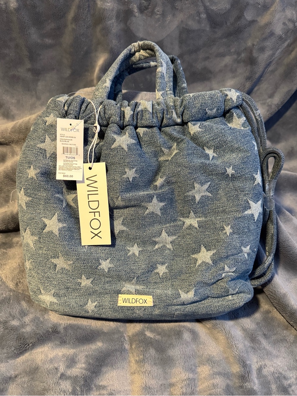 Wildfox Blue Star Drawstring Tote/ Backpack Bag